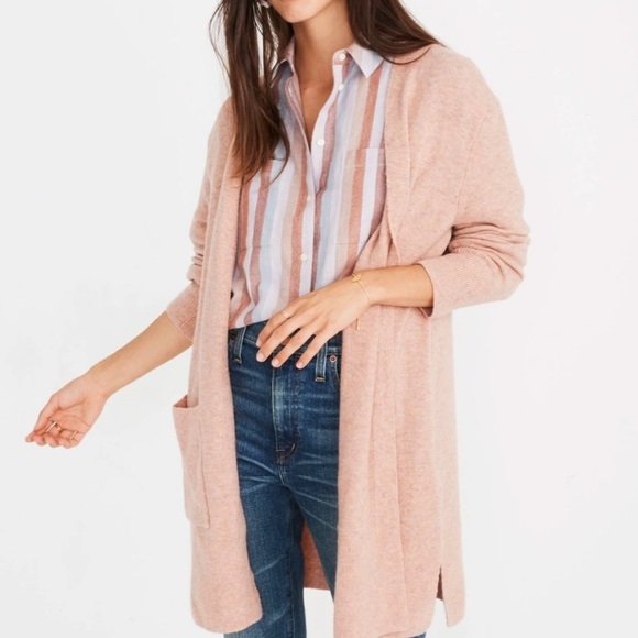 Madewell Kent Open Cardigan Heathered Carnation Pink Size XS Style G9611 MSRP 98 - Picture 1 of 9